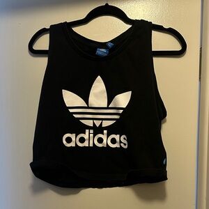Adidas Black and White Logo Crop Top